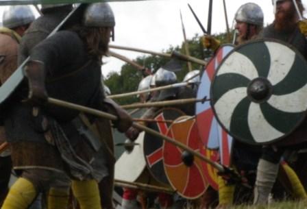 The shield wall battle relied on teamwork.